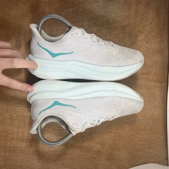 Hoka One One Mach 6 Womens Size 6.5 White Athletic Running Shoes Sneakers - Picture 6 of 9